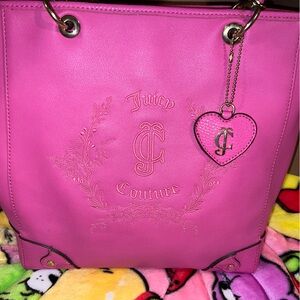 Juicy Couture Fuchsia Shoulder Bag with Heart Charm